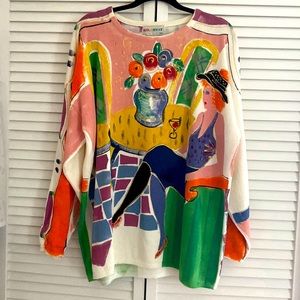 Lagenlook Kolorway USA 2X Cotton Sweater Beautiful “cafe” Design